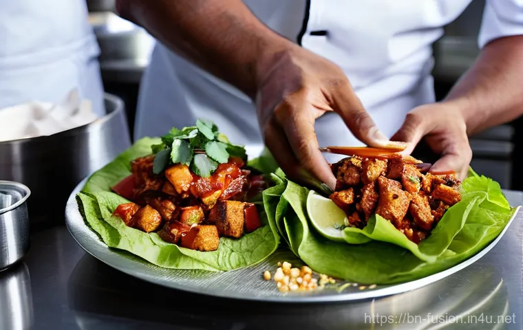 퓨전 타코 브랜드의 성장 - **Vibrant Korean Bulgogi Fusion Taco in a Modern Cafe Setting**
A close-up, top-down shot of a m... 퓨전 타코 브랜드의 성장 - **Vibrant Korean Bulgogi Fusion Taco in a Modern Cafe Setting**
A close-up, top-down shot of a m...