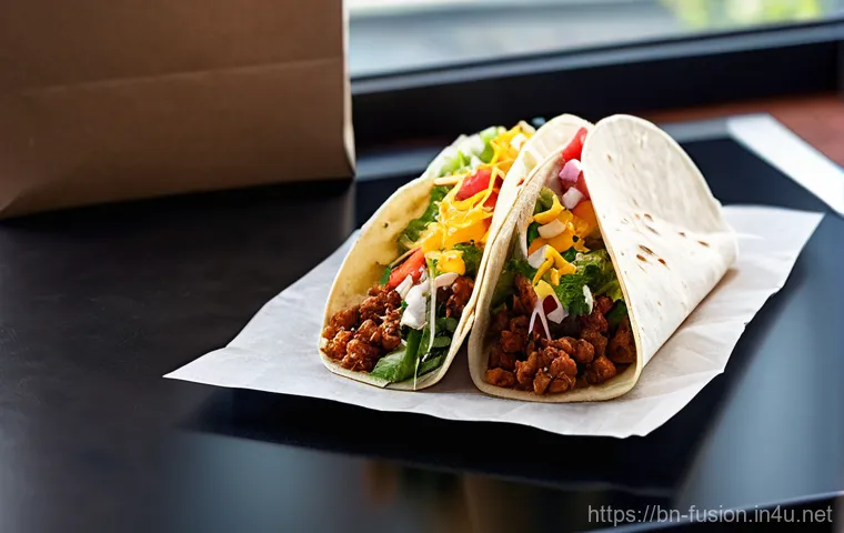 퓨전 타코 배달 속도 비교 - **Prompt 1: Anticipation and the Arrival of Speedy Fusion Tacos**
A vibrant, cinematic shot capt...