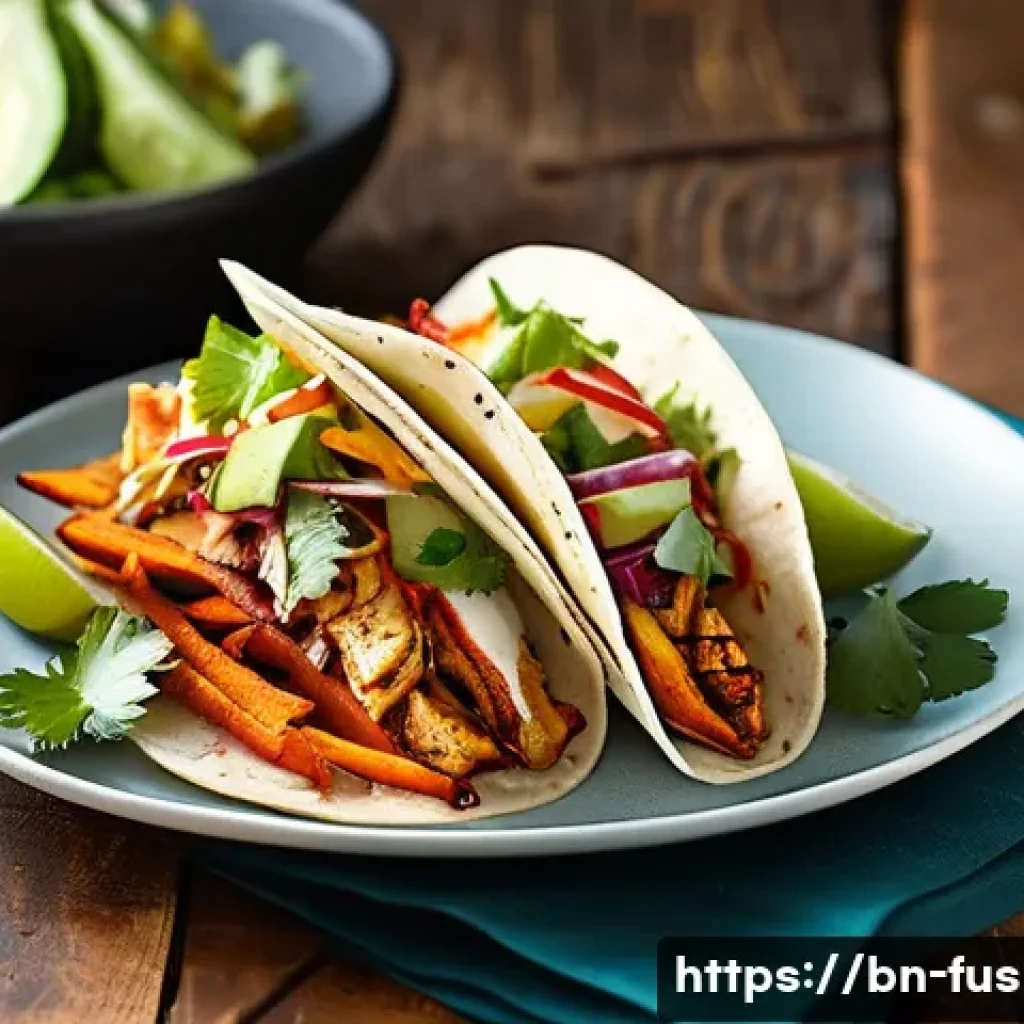 퓨전 패스트푸드 저염 메뉴 - **Prompt: A vibrant and exquisitely plated healthy fusion fast food dish.**
* **Details:** A c...